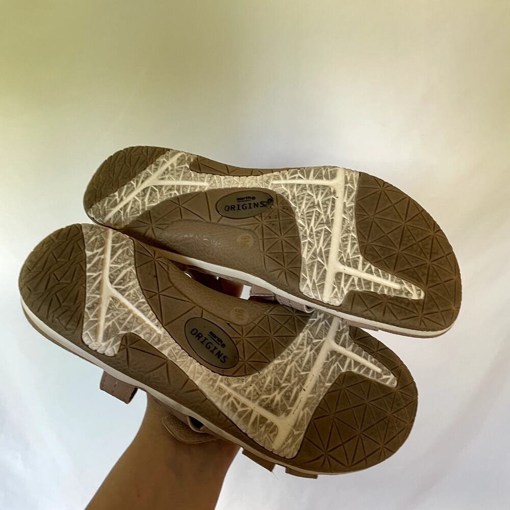 Earth Origins tan leather strappy flat sandals‎ summer comfortable women's 9M - Picture 3 of 4